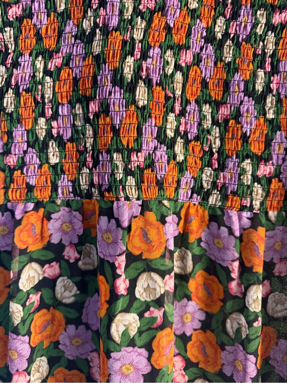 Mango Black Floral Smocked Yoke Maxi Dress - Picture 3 of 8